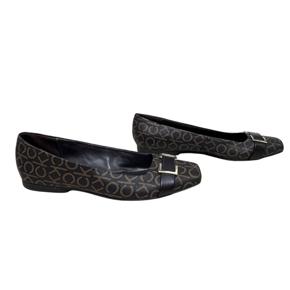 Calvin Klein KC Pixie Logo square toe women's slip on flats size 11 - Picture 2 of 9